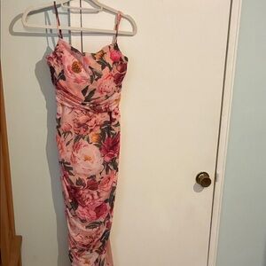 Express Pink Floral Spaghetti-Strap Midi Dress